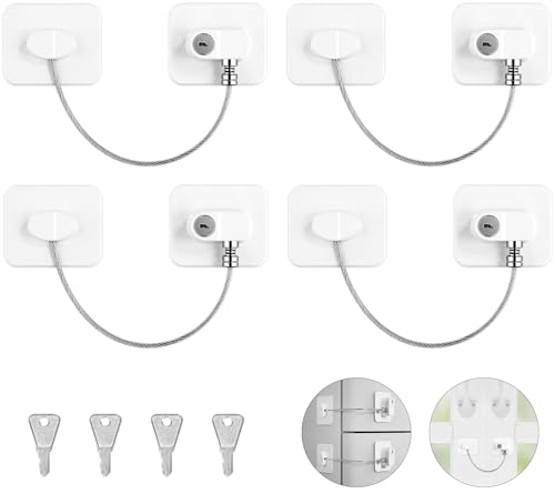 4 Stück Kindersicherung Schloss ohne Bohren selbstklebend mit Schlüssel...