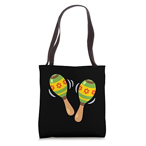 Bolso tipo tote con diseño de maraca, instrumento musical miniatura 1
