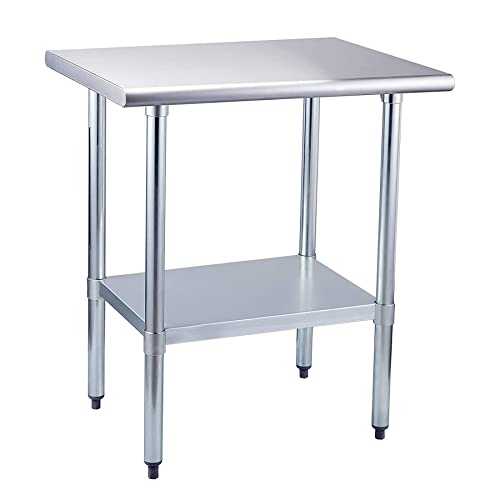 Hally Stainless Steel Table for Prep & Work 24 x 30 Inches, NSF Commercial Heavy Duty Table with Undershelf and Galvanized Legs for Restaurant, Home and Hotel