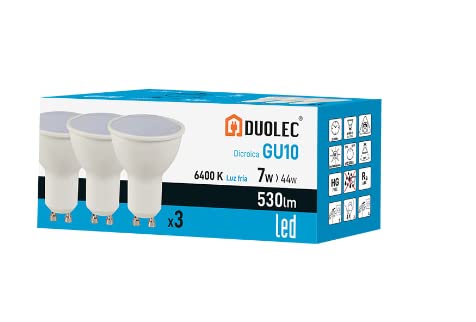DUOLEC Pack3 dicroica led gu10 7w 6400k 530lm