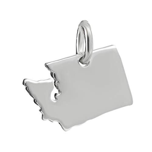 Washington State Charm - 925 Sterling Silver Pacific Northwest Seattle Tiny