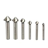 Shenyitool 6pcs 6.3-20.5mm 3Flute Fasen Bohrer Set 90 Grad HSS Fasenfräser Senker Bohrer Werkzeug (Color : Sliver)