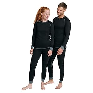 DANISH ENDURANCE Ensemble de sous-Vêtements Thermo-Régulants pour Homme ou Femme, Matière Technique Recyclée, 1 Caleçon Long et 1 T-Shirt à Manches Longues, Maille Respirante