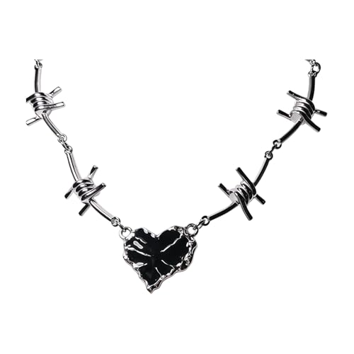 Collar de corazón gótico de aleación con cadena de clavícula ajustable para mujer