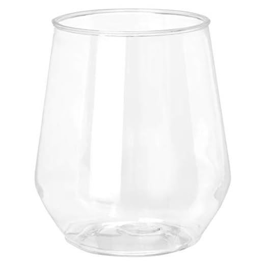 32 count 12 oz Unbreakable Stemless Plastic Wine Champagne Glasses Elegant Durable Reusable Shatterproof Indoor Outdoor Ideal for Home, Office, Bars, Wedding, Bridal Baby Shower