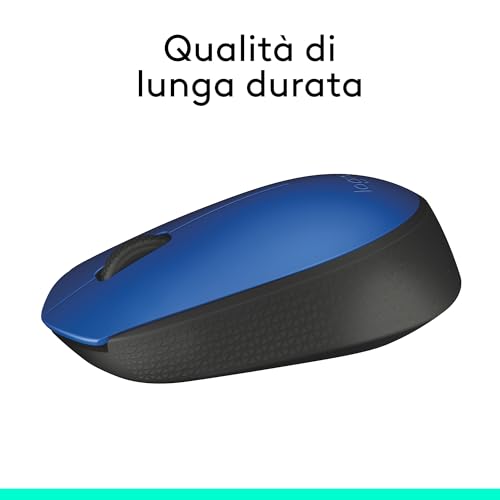 Logitech M171 Mouse Wireless per PC, Mac, Laptop, 2,4 GHz con Mini Ricevitore USB, Tracciamento Ottico, Durata della Batteria di 12 mesi, Ambidestro - Blu - Immagine 4