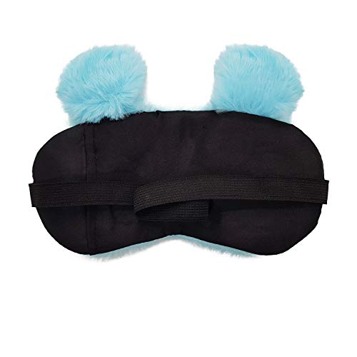 Image of Jenna Cute Gel Fur Sleeping Eye Shade Mask Cover for Insomnia, Meditation, Puffy Eyes and Dark Circles Kitty Blue