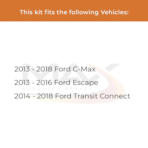 Image of MAX Advanced Brakes - Rear Brake Kit For 2013-2016 Ford Escape, 2014-2018 Ford Transit Connect| Carbon Ceramic Brake and Rotor Kit| Daily Performance Geomet Coated Cross-Drilled Brake Rotors