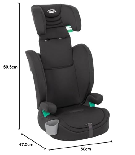 Graco Eldura™ R129 Kindersitz, Autositz vorwärtsgerichtet ab 15 Monaten bis ca. 12 Jahre (76-150 cm), Seitenaufprallschutz, schwarz, Midnight