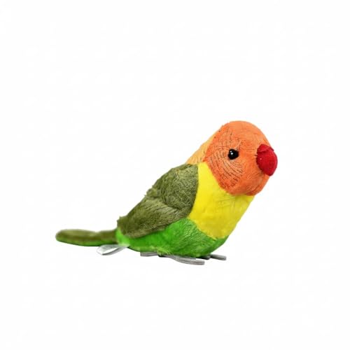 Wyvix Peluche Realista de agapornis: pequeño Loro Verde 10 cm con Pico Rojo
