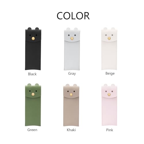 Image of Small Pencil Case Simple Pencil Pouch with Flap Opening Design Cute Pattern Stationary Storage Bag (Gray)