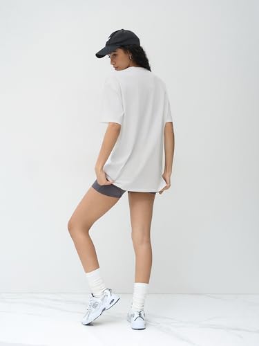 CIDER Oversized T-Shirt for Women Casual Crew Neck Tee Short Sleeve Basic Top 100% Cotton Knit Fabric4