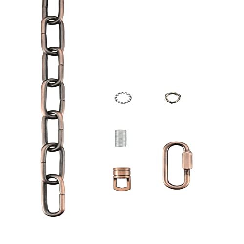 Image of Aspen Creative 21119-01,Steel 1 Feet Heavy Duty Chain & Quick Link Connector for Hanging Up Maximum Weight 120 Pounds-Lighting Fixture /Swag Light /Plant in Bronze.6 Gauge., Copper