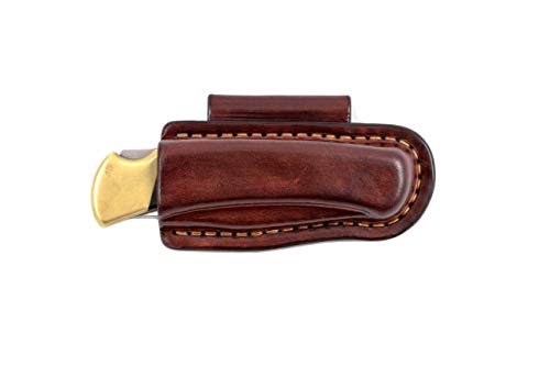 Horizontal Carry sheath with belt loop made to fit Buck 110 folding hunter, custom leather sheath for Buck 110, pocket knife leather case, EDC knife