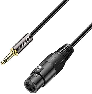 J&D XLR to 3.5mm Microphone Cable, PVC Shelled XLR Female to 3.5mm 1/8 inch TRS Male Balanced Cable XLR to TRS 1/8 inch Adapter for DSLR Camera, Computer Sound Card, 3 Feet
