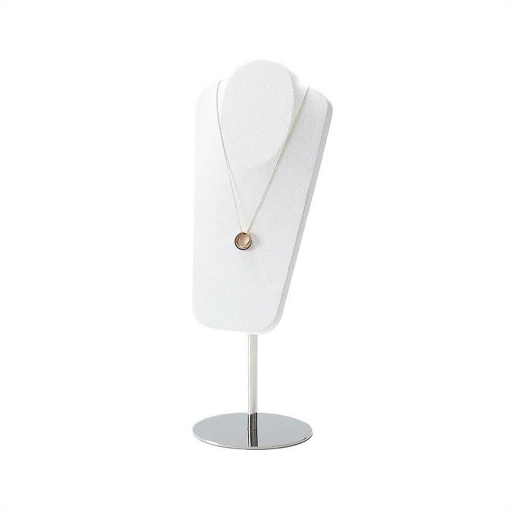 QINGGANG-0224 jewelry organizer Necklace Display Rack Microfiber Jewelry Rack Window Jewelry Shelf Light Luxury Metal Jewelry Display Props for dressing table(White)