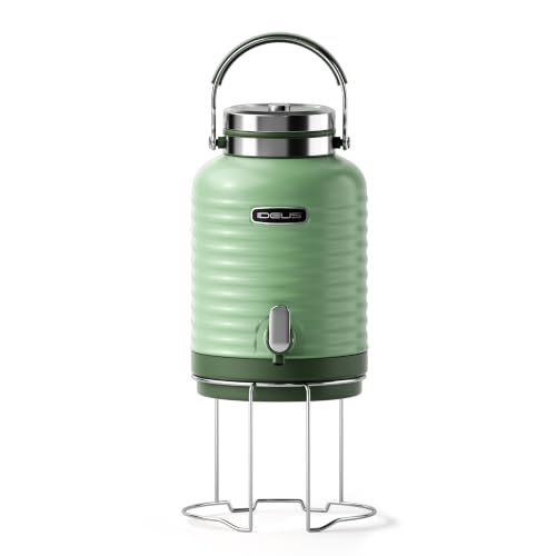 Image of IDEUS Insulated Beverage Dispenser 1.4gal, Drink Container Ivy B-type | All-in-one Vacuum Double Wall Stainless Steel Water Cooler for Camping and Party Leakroof with Handle, Spigot & Stand