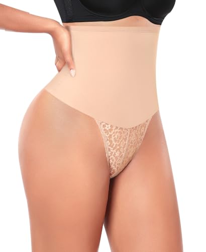 Image of Werena Tummy Control Thong Shapewear for Women Lace Shaping Thong Girdle