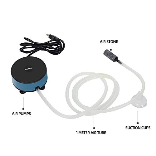 Mini Aquarium Air Pump for Fish Tank, Quiet Fish Tank Oxygen Pump Portable USB Air Pump Aquarium Bubbler Kit with Air Stone and Airline Tubing for 1.5-7 Gallon Fish Tank Fish Bowl