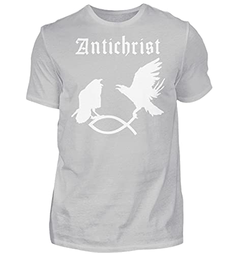 T-shirt homme Antichrist au motif de corbeaux et poisson chrétien taille M