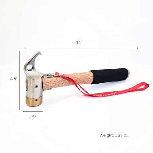 Martillo para Estacas de Tienda de Acero con Mango de Madera Sólida y Agarre Acolchonado - Correa de Seguridad, Cobre miniatura 4