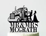 Trucker Wedding Cake Topper,Truck cake topper,Driver Cake Topper,Truckers Cake Topper,Bride Pulling Groom Topper,Funny Cake Topper for Wedding/Engagement/Bridal Shower/Anniversary/Birthday.