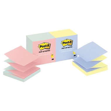 Post-it Pop-up Notes Pop-up Refill 4 Alternating Marseille Colors 3 x 3, 100/Pad 12 Pads/Pack