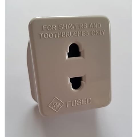 UK Shaver Adaptor 2pin to 3pin 1A Fused for Shaver/Toothbrush Cover