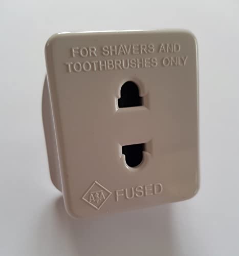 UK Electric Shaver Adaptor - 2pin to 3pin Plug Socket Plug Converter 1A Fused for Shaver Razor Toothbrush - European Travel Plug Adapter UK