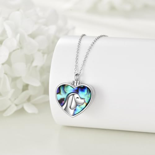 VONALA Dog Urn Necklaces for Ashes 925 Sterling Silver Abalone Shell Heart Pendant Keepsake Necklace Cremation Jewellery Memorial Gifts for Women Girls - Image 4
