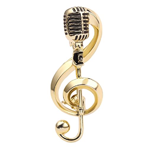 Personalized Music Note Brooch Pins Gold Silver Color Microphone Brooch Backpack Badge Hat Bag Accessory Gift for Unisex Fashionable Alloy Lapel pin Microphone Music Note Brooch pins Jewelry