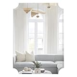 Large Beveled Scalloped Edge Rectangular Wall Mirror | 1 inch Bevel Curved Corners Rectangle Mirrored Glass Panel for Vanity, Bedroom, or Bathroom Hangs Horizontal & Vertical Frameless (30