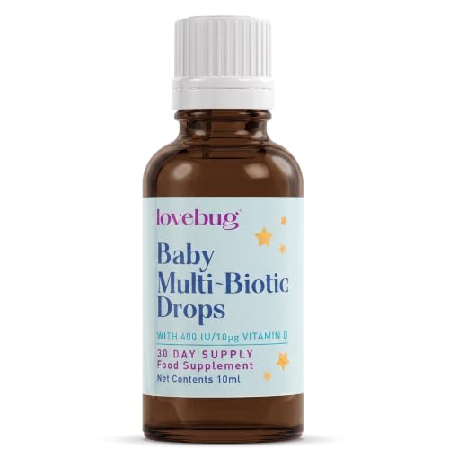 Image of LOVEBUG Baby Probiotic Drops - Organic Probiotics for Immune Support and Baby Constipation & Colic Relief - Tasteless & Sugar-Free Liquid Drops for Newborns, Babies & Infants (0-12 Months) - 10ml