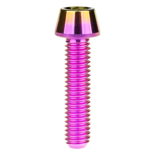 Image of Titanium Ti Bolt M5x9 16 18 20 25 30 35 40 45 50 55 60mm Tapered Head Screws Pack of 4 (M5x25mm, Purple Gold)