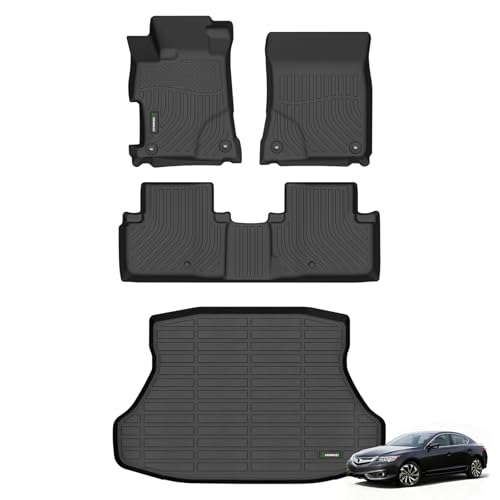 ANBINGO® Floor Mats & Cargo Liner for Acura ILX 2013-2022, All Weather Protection TPE Floor Liners Front& Rear Row Full Set, for Acura ILX Accessories -Black Black 11)for Acura ILX / 2013-2022