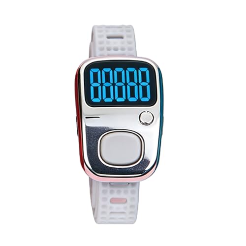 Contador digital recargable con temporizador de pantalla LED, correa de silicona para contar fácilmente clics portátiles con pantalla LED y temporizador