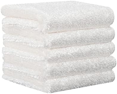 Microfibre Dish Cloths,Pack of 5 Bamboo Fiber Dishcloth Tea Towels for Washing Up, Absorbent White Cleaning Dish Cloths for Kitchen, Household Cleaning Rag Reusable and Machine Washable 18 x 23 cm