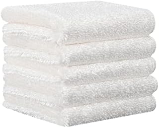Microfibre Dish Cloths,Pack of 5 Bamboo Fiber Dishcloth Tea Towels for Washing Up, Absorbent White Cleaning Dish Cloths for Kitchen, Household Cleaning Rag Reusable and Machine Washable 18 x 23 cm