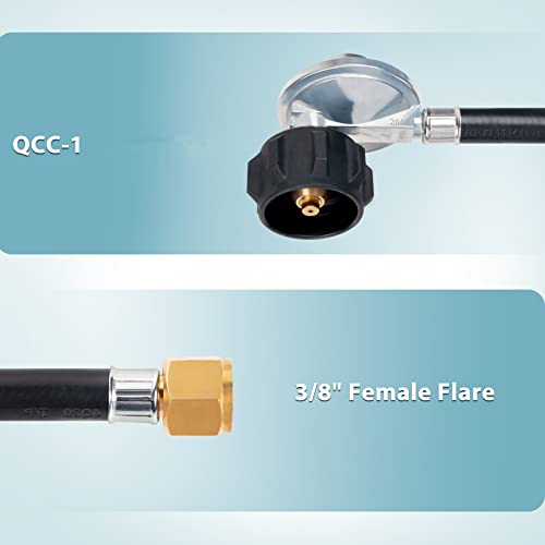 Shinestar 12Ft Propane Hose With Regulator For Propane Fire Pit, Propane Patio Heater, Gas Grill And More, 3/8 Inch Female Flare #TOP2