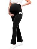 Jhaoyu Damen High Waist Umstandsleggings Schwangerschaft Sport Schlaghose Umstandsmode Sportlich Leggings Für Fitness Yoga Schwarz S