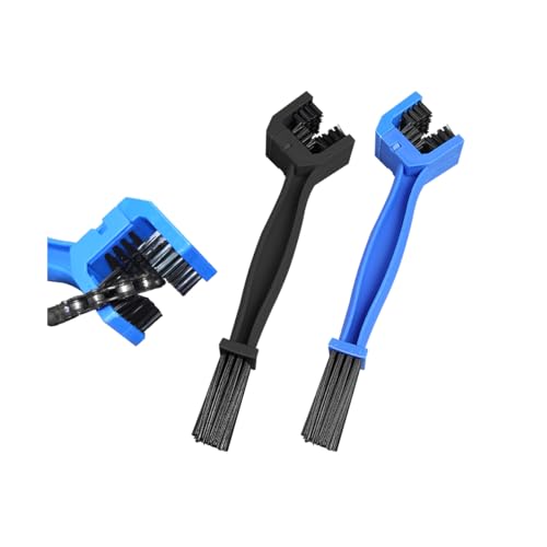 TSUGAMI - TSUGAMI Motorcycle Chain Washer, 2PCS 3-Sided Bristles Bike Chain Gear Dirt Cleaning Brushes Kit, Multifunctional Motorbikes Maintenance Cleaner Tool Accessories, Universal Fit (Blue/Black)