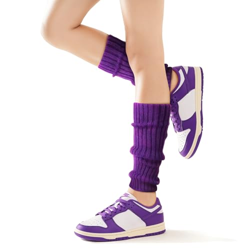 PT Haahoos Leg Warmers for Women, Fashion Leg Warmer 80s, Women's Leg Warmers, Girls Legwarmers Accessories for Party Sports (1, Purple)