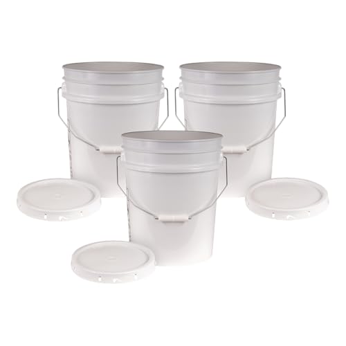 ATERET 4 Gallon White Bucket & Lid - Durable 90 Mil All...