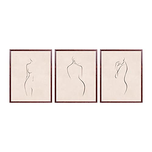 Art minimaliste toile rose femme solution déco murale salon triptyque bohème