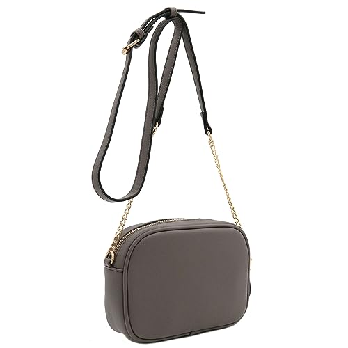 Image of FashionPuzzle Chevron Quilted Crossbody Camera Bag with Chain Strap and Tassel