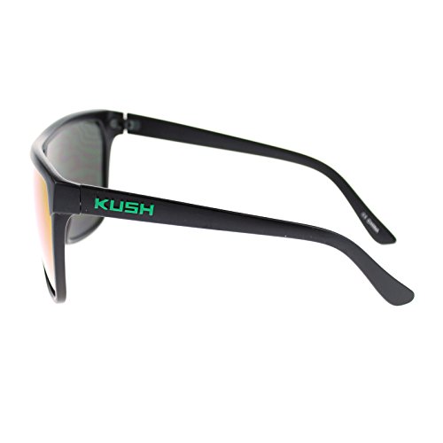 Kush Marijuana Pot Flat Top Shield Mob Mirrored Mirror Lens Sunglasses Black Green Logo #TOP3