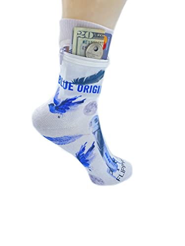 Image of Zipper Sock Wallet - Cotton & Polyester Zipper Socks with Pockets - Fits shoe size 6-13