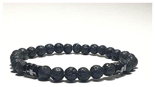BOCbco Steinarmband Frauen, 7 Chakra Naturstein Perlen Vulkan Lava Armreif Sechskantmutter Schmuck Yoga Elastischer Charme Schwarze Armbänder Ätherisches Öl Diffusor Frauen Stein Armband