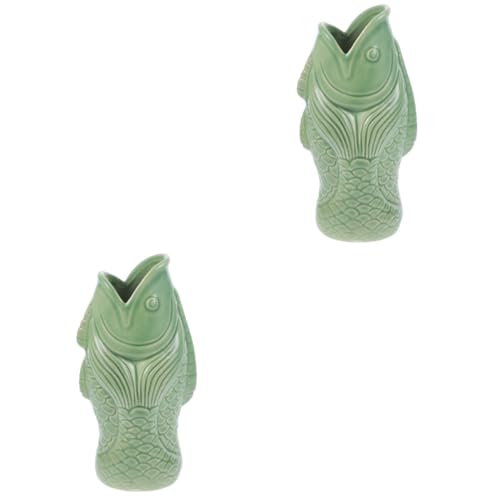 PRETYZOOM 2 Piezas Copa de Vino Taza Tropical exótica matraz café Helado platillo Tazas Cafe Vasos Cafe Tazas café Taza para Beber Coctel Copas Tiki para cócteles cerámica Olive Green