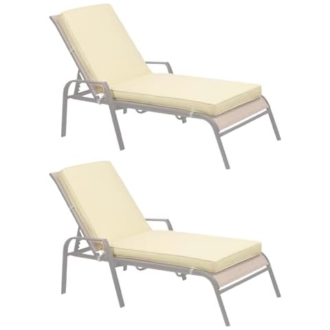 Aoodor Patio Chaise Lounger Cushion Olefin Fabric Slipcover Sponge Foam 72 x 21 x 3 Inch, Set of 2 (Only Cushions) Cover